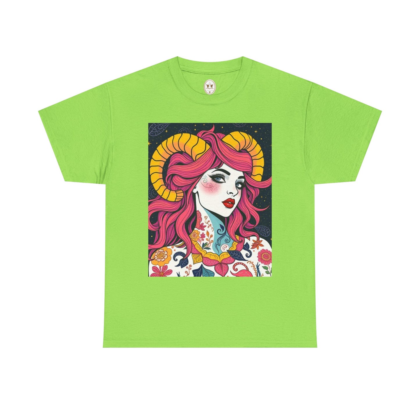 Unisex Heavy Cotton T-Shirt, Aries, Zodiac v2, Sexy Art