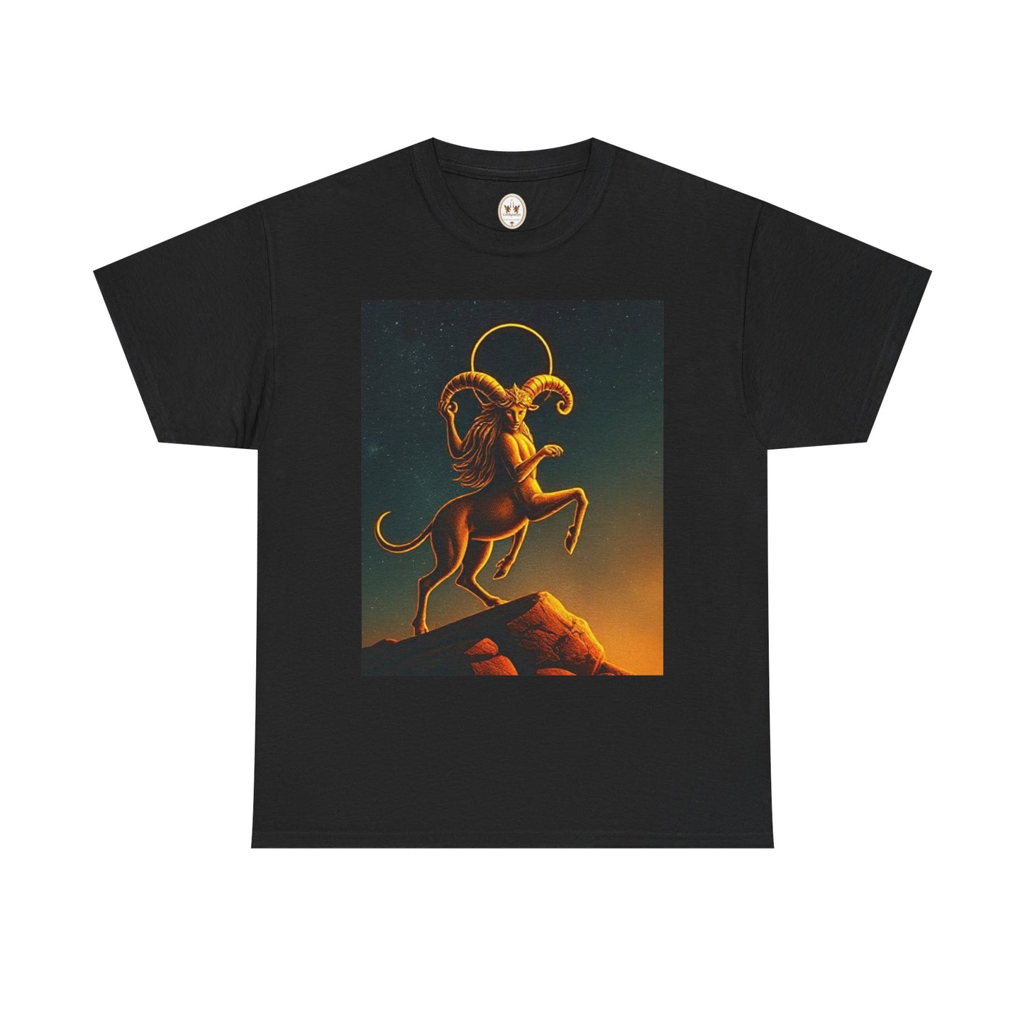 Unisex Heavy Cotton T-Shirt, Mountain Top, Aries Zodiac Design