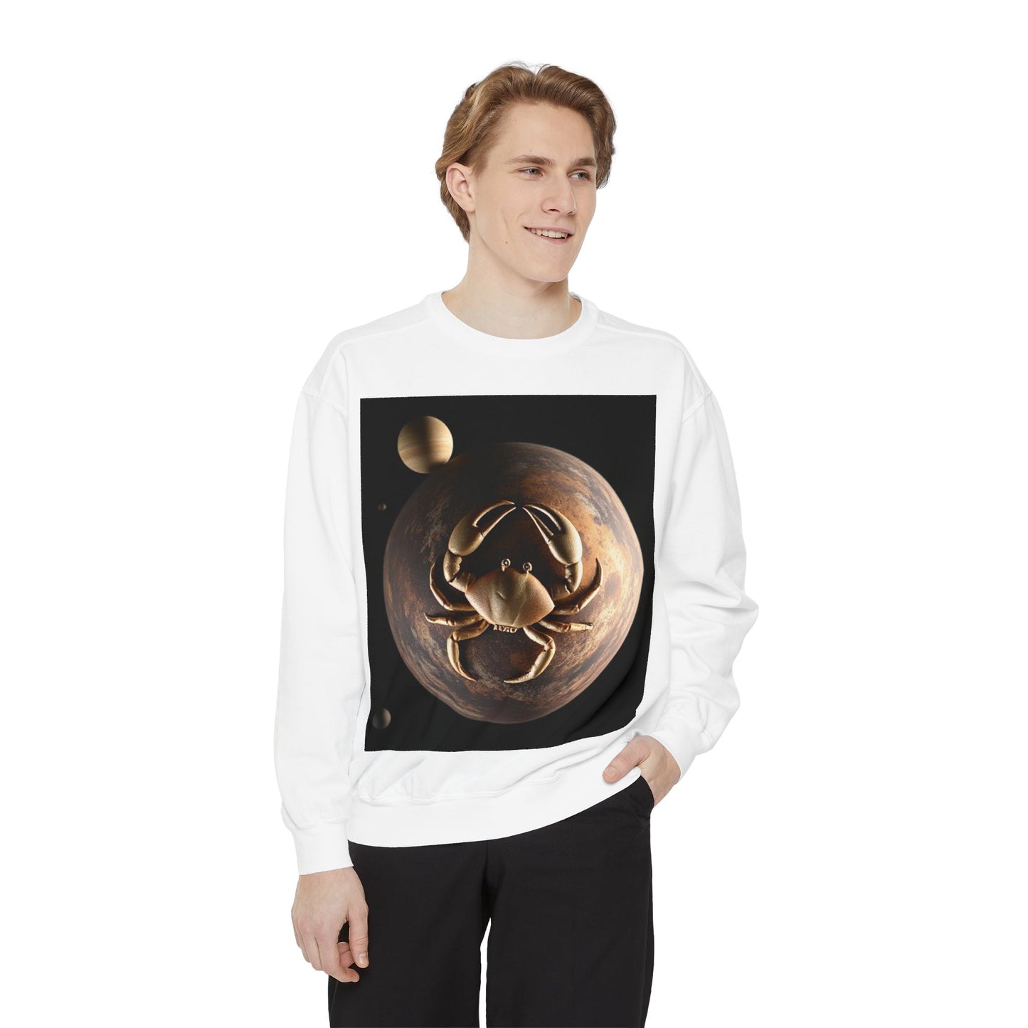 Garment-Dyed Sweatshirt, Unisex, Space Animal Design v1, Cancer