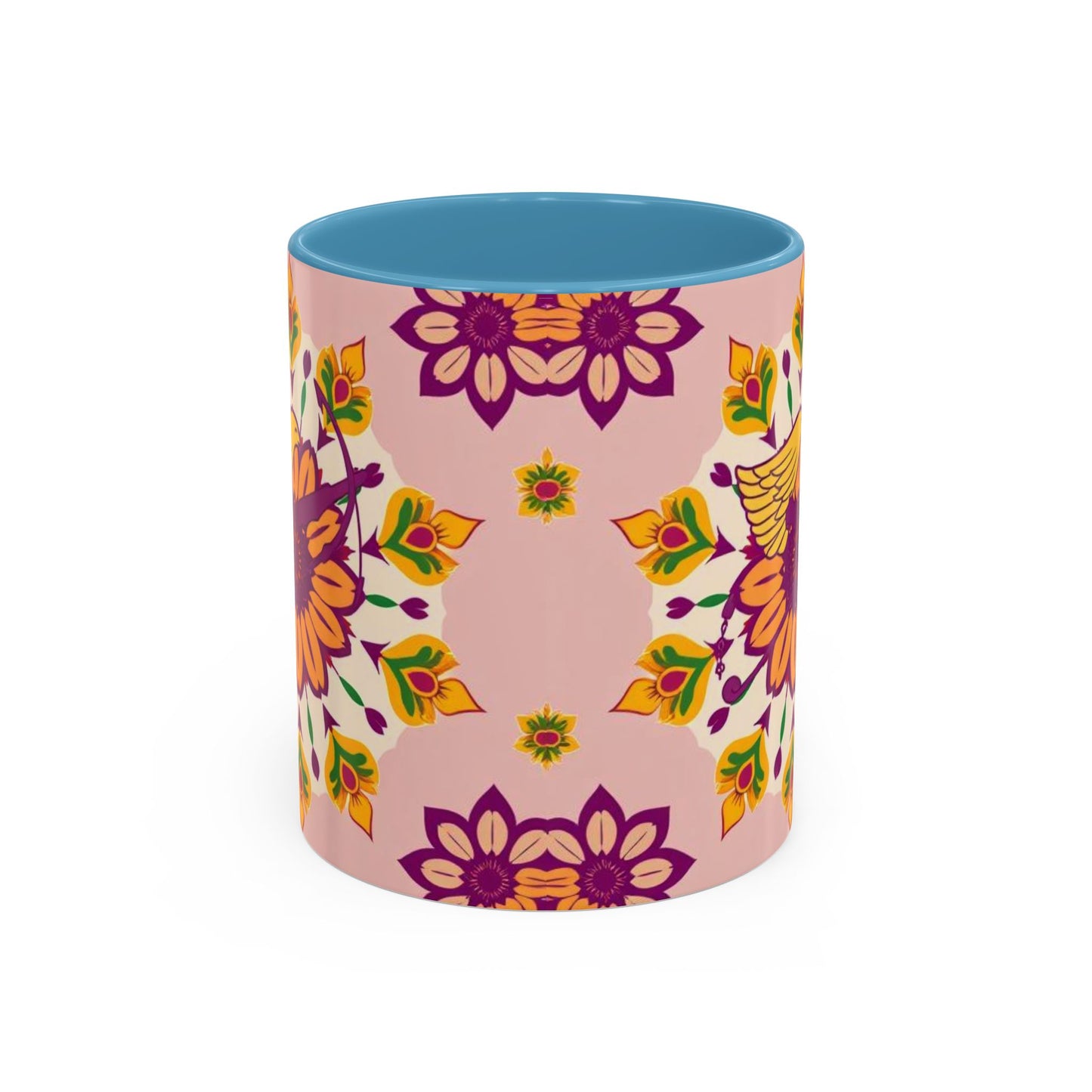 Accent Coffee Mug, Sagittarius, Zodiac v4. Flower Pattern, (11, 15oz)