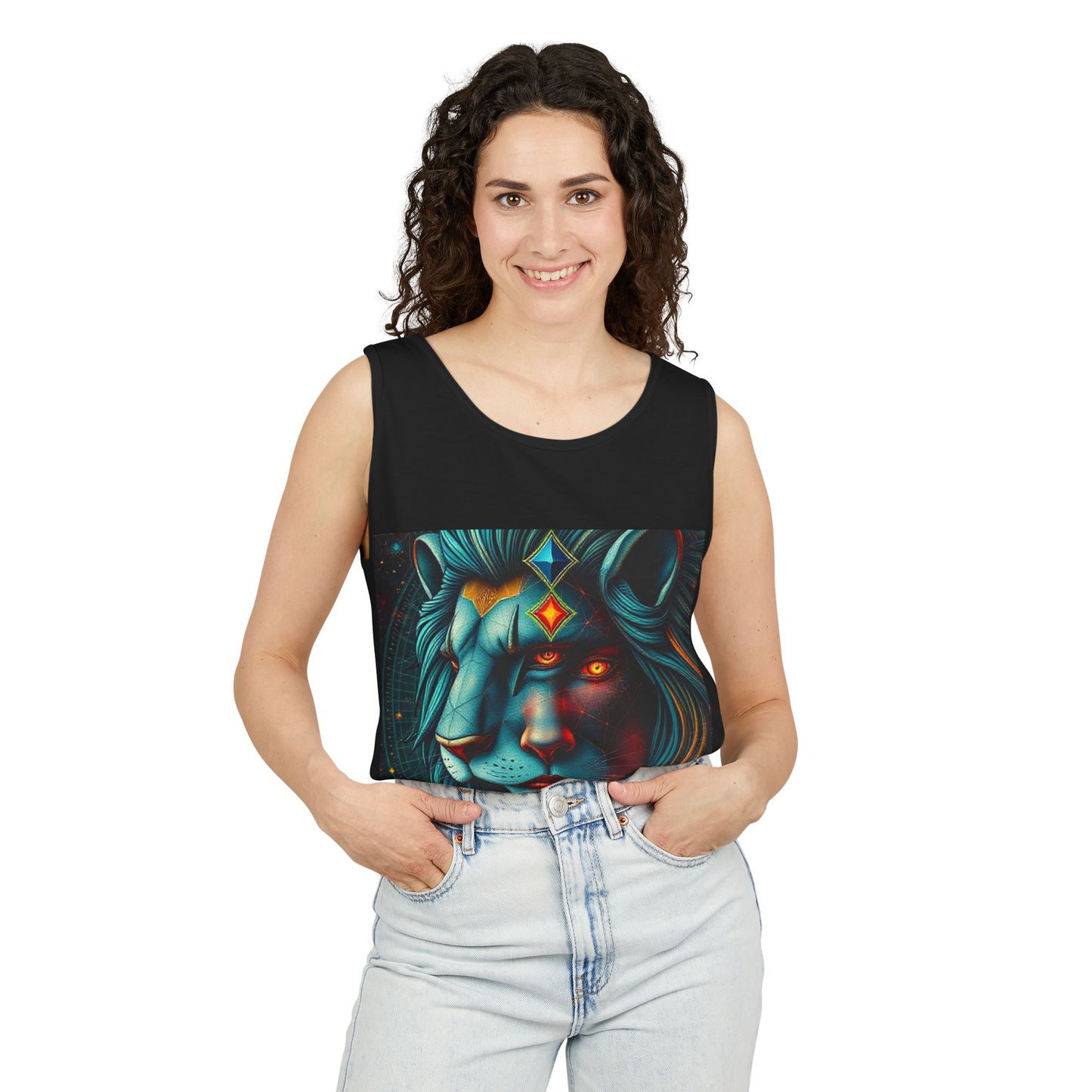Unisex Garment-Dyed, Tank Top, Leo, Pop Art, 100% US cotton