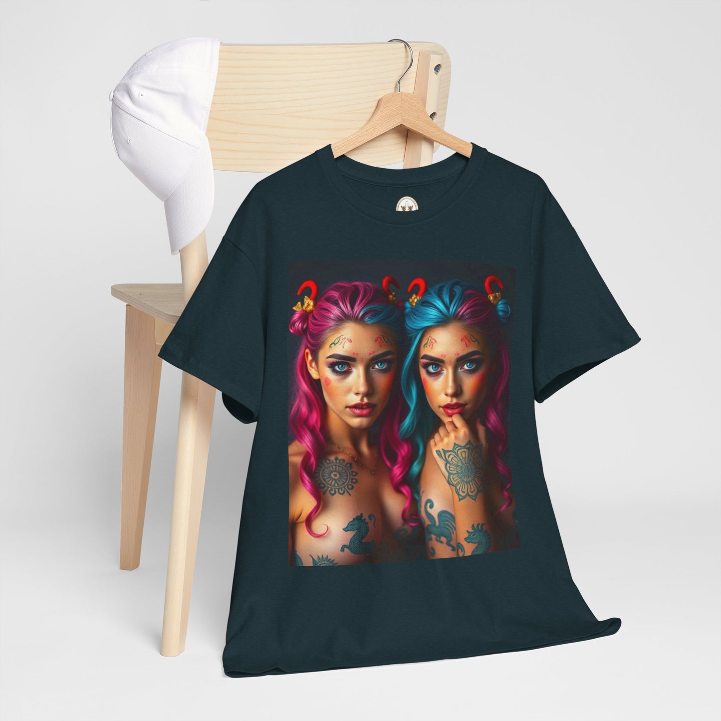 Unisex Heavy Cotton T-Shirt, Gemini, Zodiac v1, Sexy Art