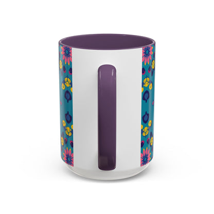 Accent Coffee Mug, Libra, Zodiac v2, Flower Pattern, (11, 15oz)