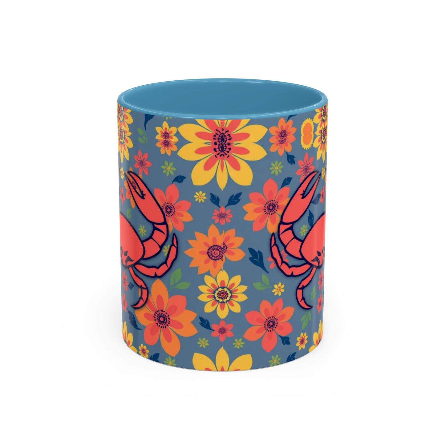 Accent Coffee Mug, Cancer, Zodiac v1, Flower Pattern, (11, 15oz)