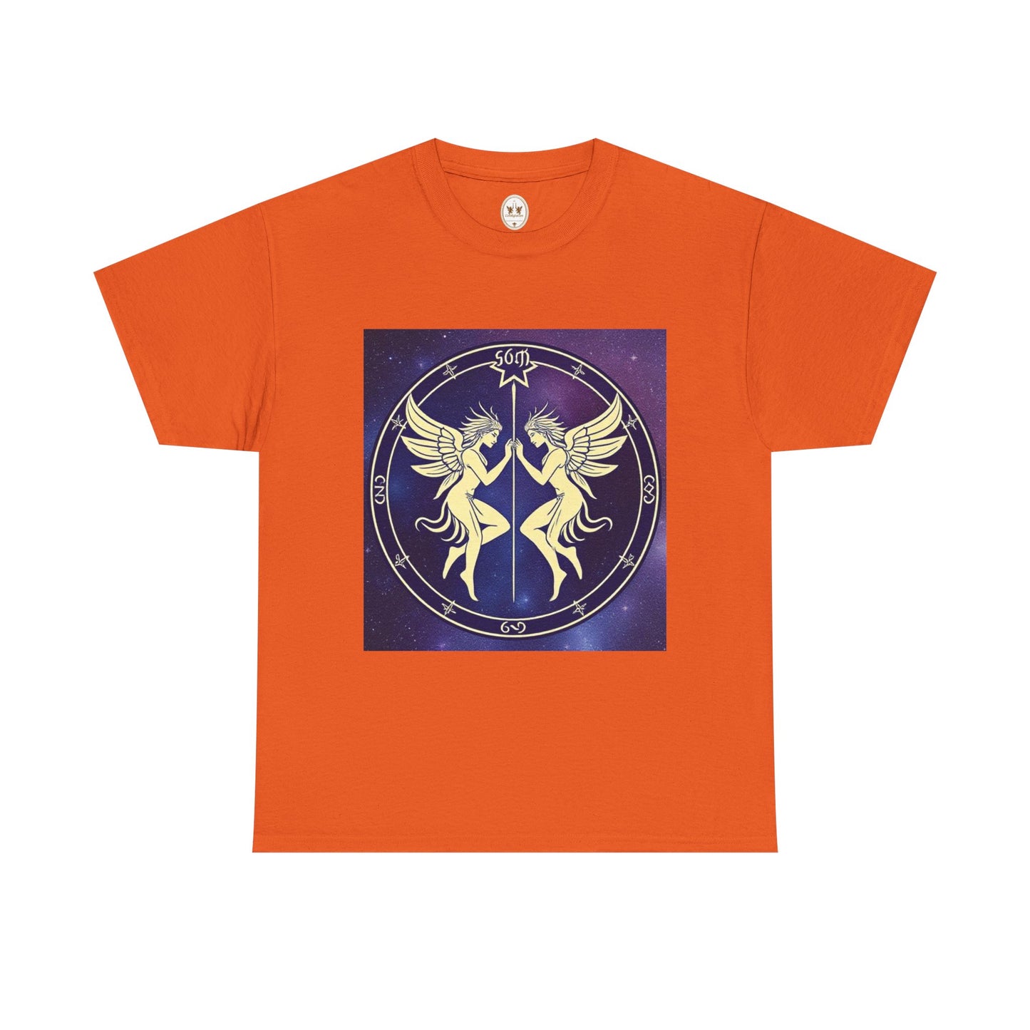 Unisex Heavy Cotton T-Shirt, Space Angel Twins v1, Gemini Zodiac Design