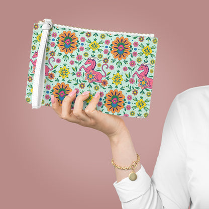 Clutch Bag, Aquarius, Zodiac v4, Flower Pattern