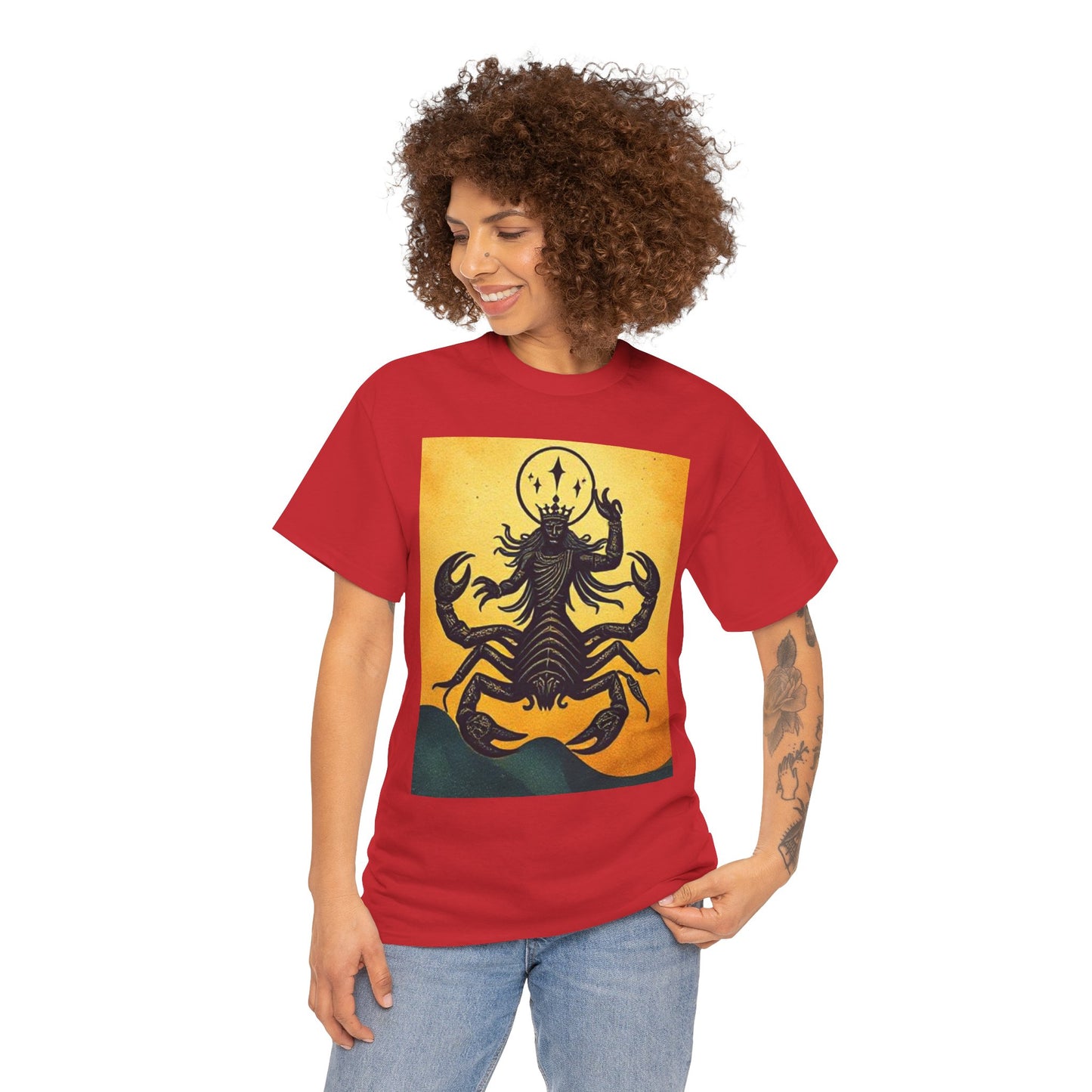 Unisex Heavy Cotton T-Shirt, Scorpion King, Print Art v1, Scorpio Zodiac Design
