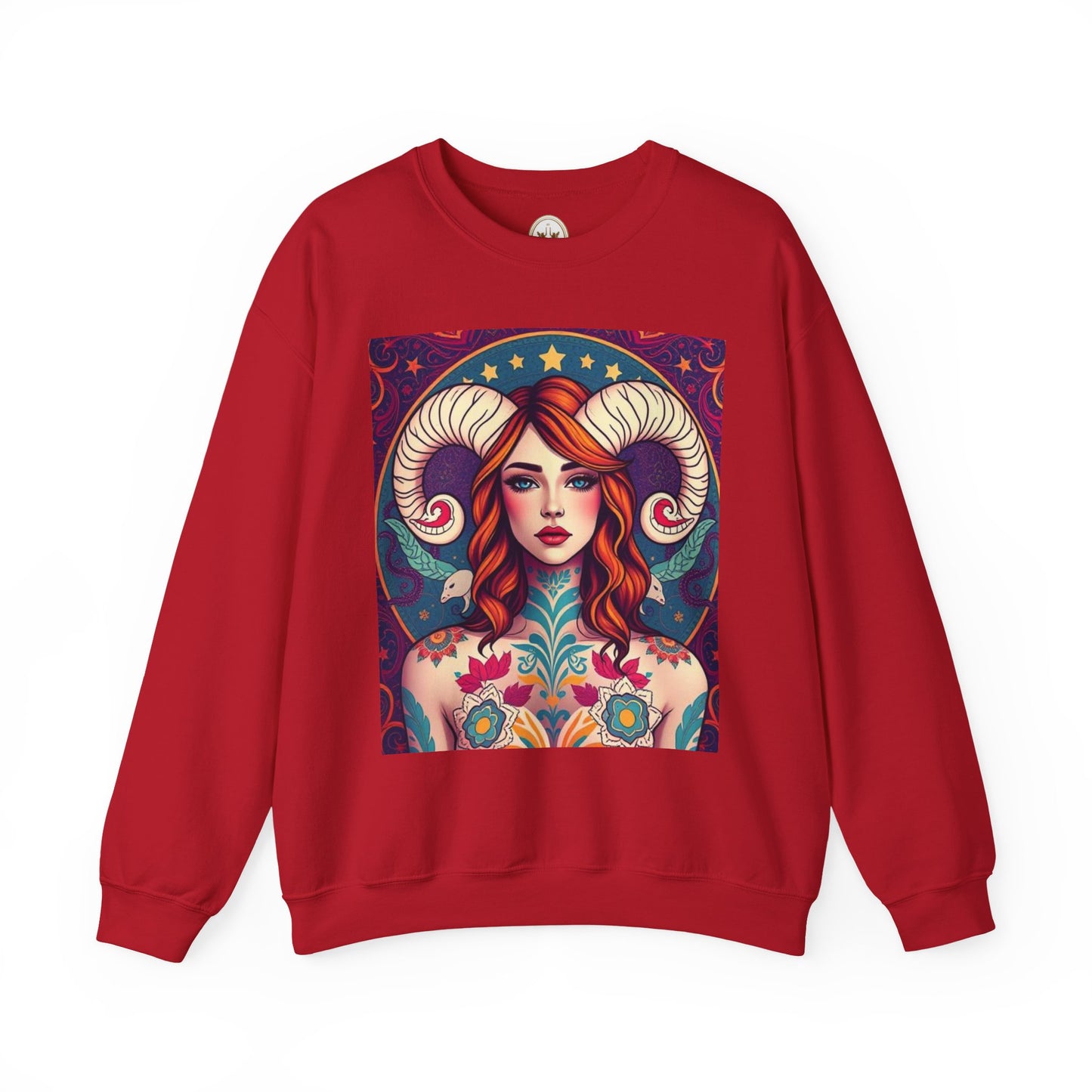 Unisex Heavy Blend™ Crewneck Sweatshirt, Aries, Zodiac v1, Sexy Pattern
