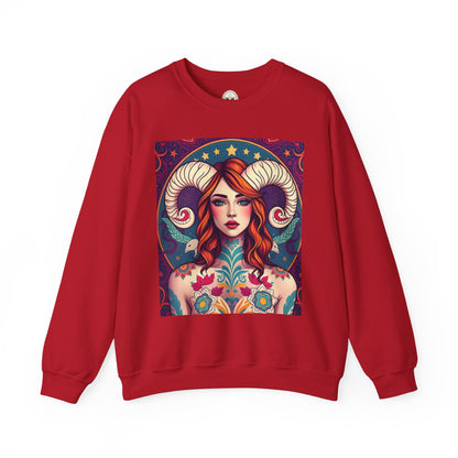 Unisex Heavy Blend™ Crewneck Sweatshirt, Aries, Zodiac v1, Sexy Pattern