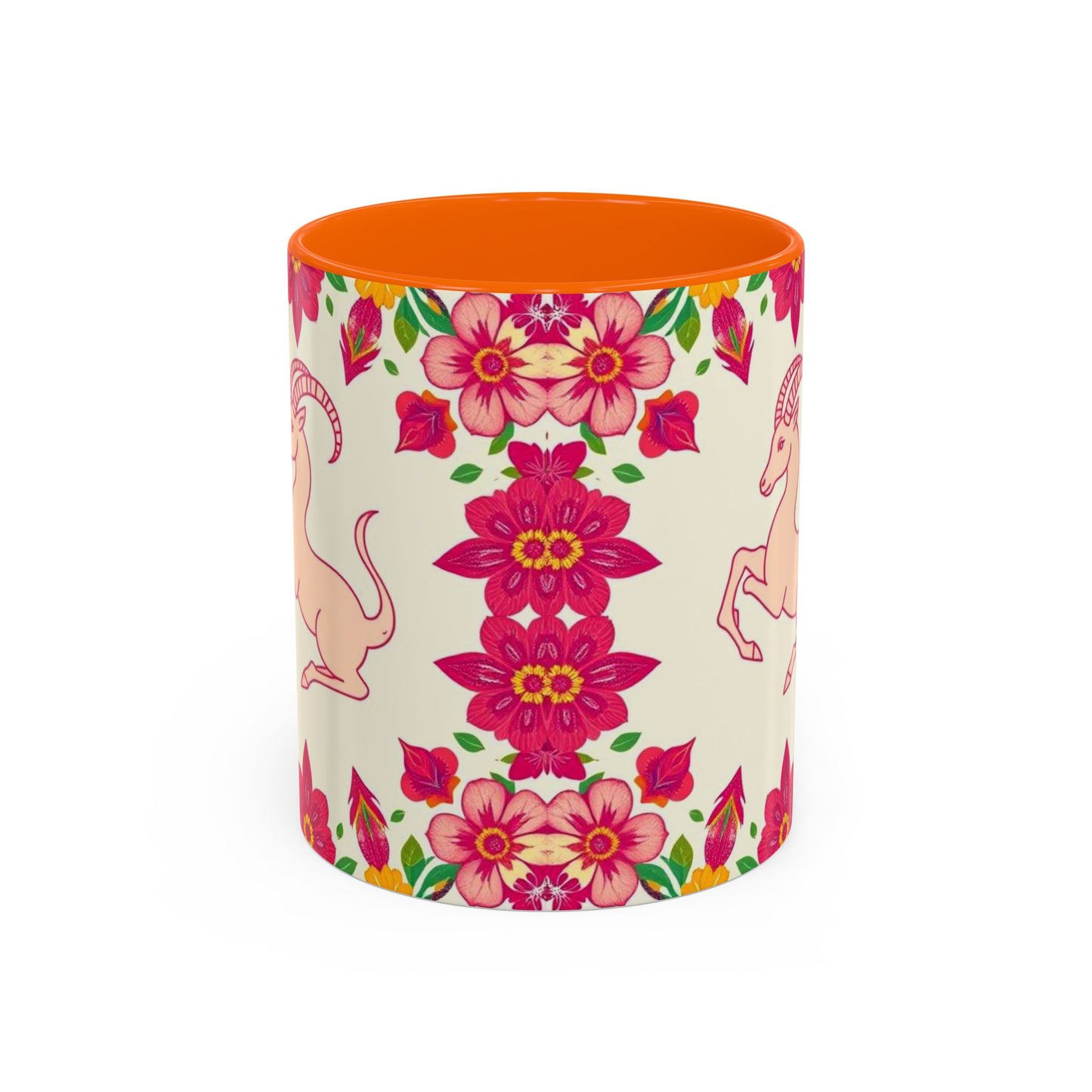 Accent Coffee Mug, Capricorn, Zodiac v2, Flower Pattern, (11, 15oz)