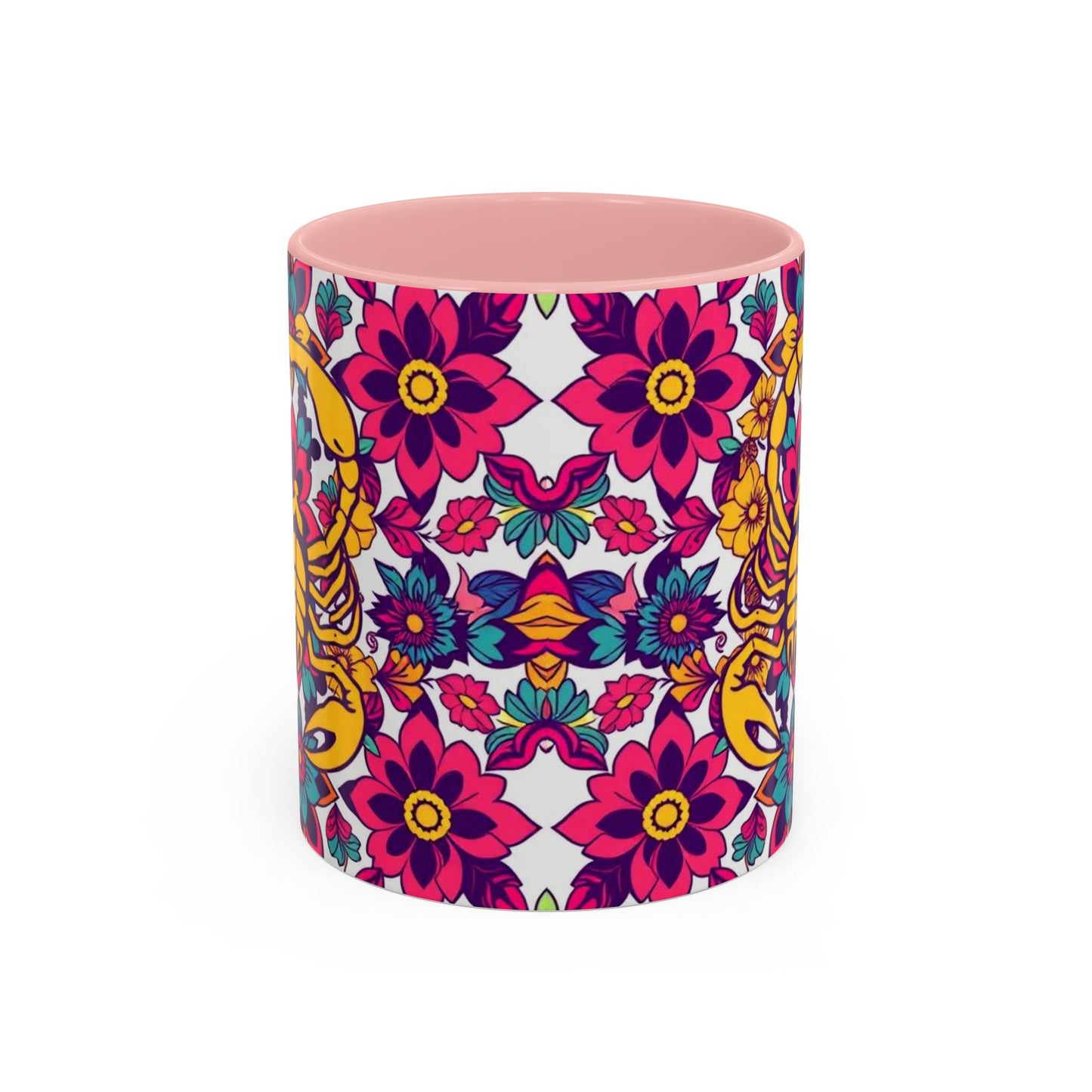 Accent Coffee Mug, Scorpio, Zodiac v2. Flower Pattern, (11, 15oz)