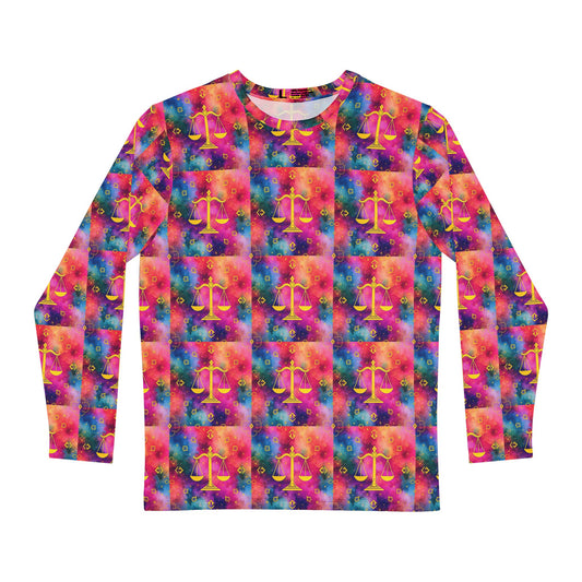 Men's Long Sleeve Shirt, (AOP), Libra, Zodiac v4, Pattern