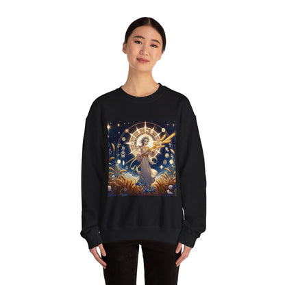 Unisex Heavy Blend™ Crewneck Sweatshirt, anime girl in wheat field, Virgo Zodiac Design
