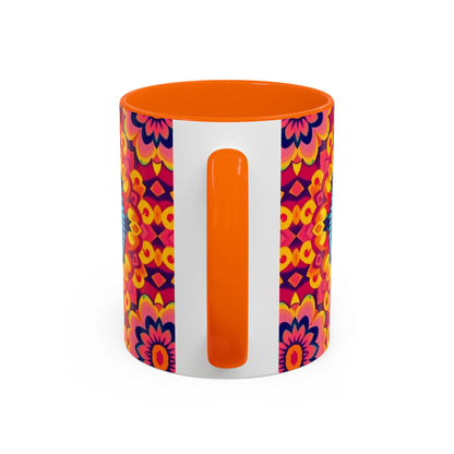 Accent Coffee Mug, Pisces, Zodiac v1, Flower Pattern, (11, 15oz)
