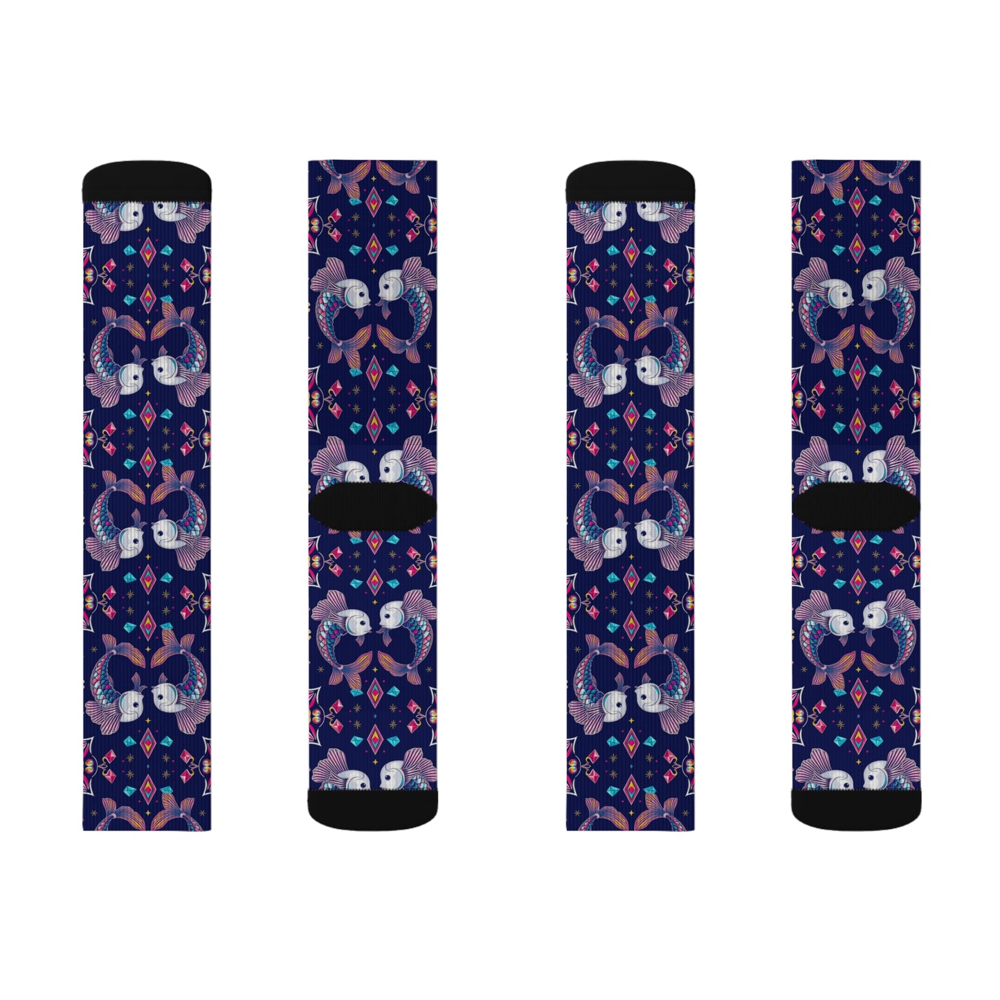 Sublimation Socks, Pisces, Zodiac v4, Jewel Pattern