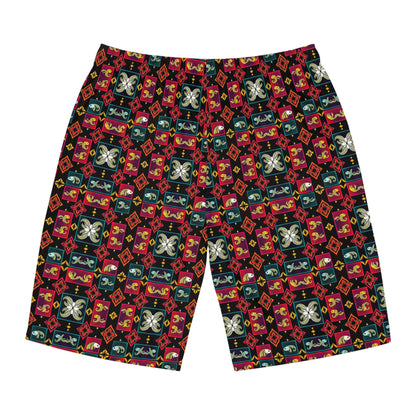 Men's Board Shorts, (AOP), Pisces, Zodiac v1, Shape Pattern