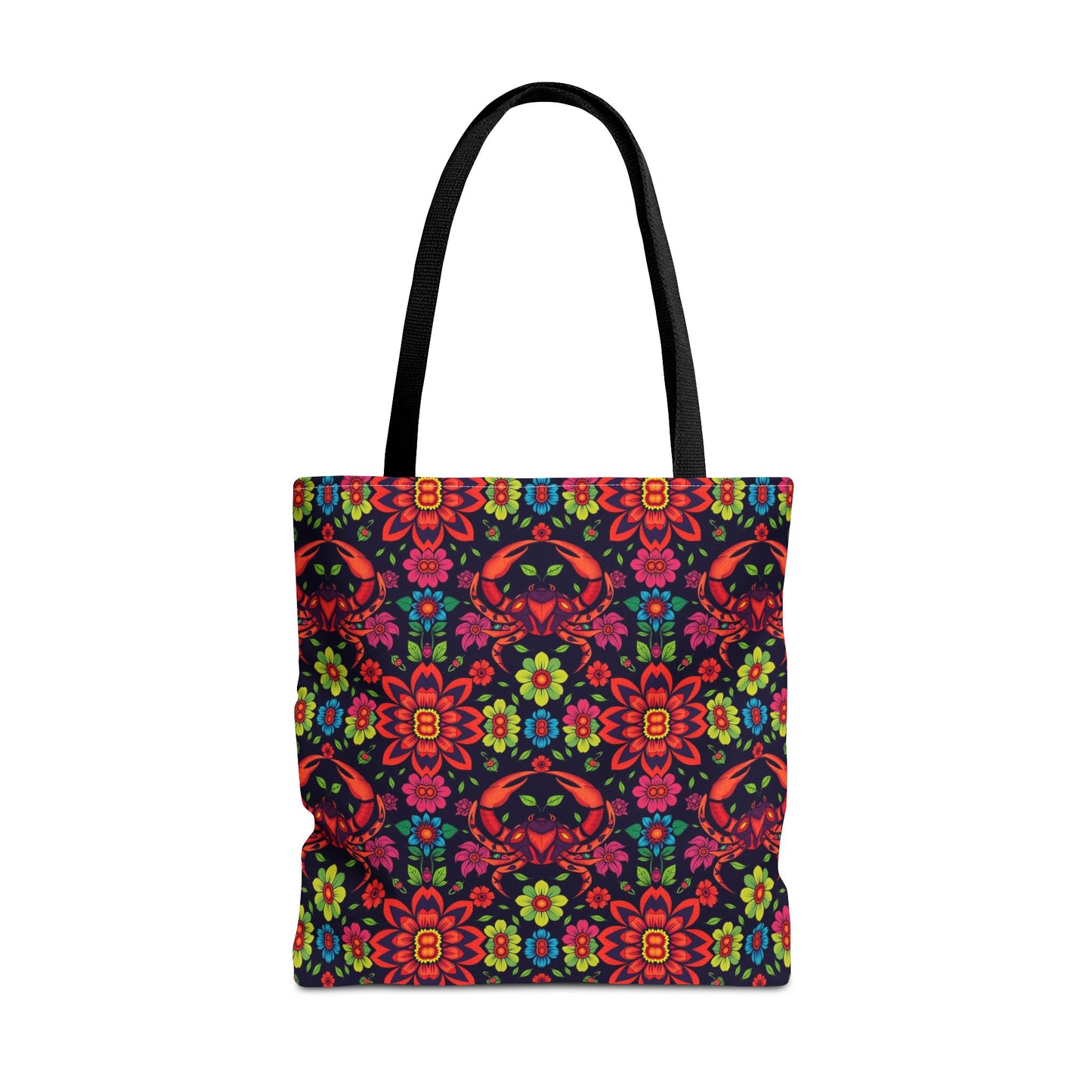 Tote Bag, (AOP), Cancer, Zodiac, Flower Pattern