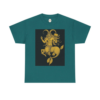 Unisex Heavy Cotton T-Shirt, Capricorn God, Zodiac Design
