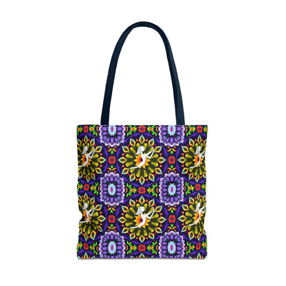 Tote Bag (AOP), Sagittarius, Zodiac v2, Flower Pattern