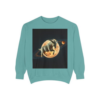 Garment-Dyed Sweatshirt, Unisex, Space Animal Design v1, Taurus