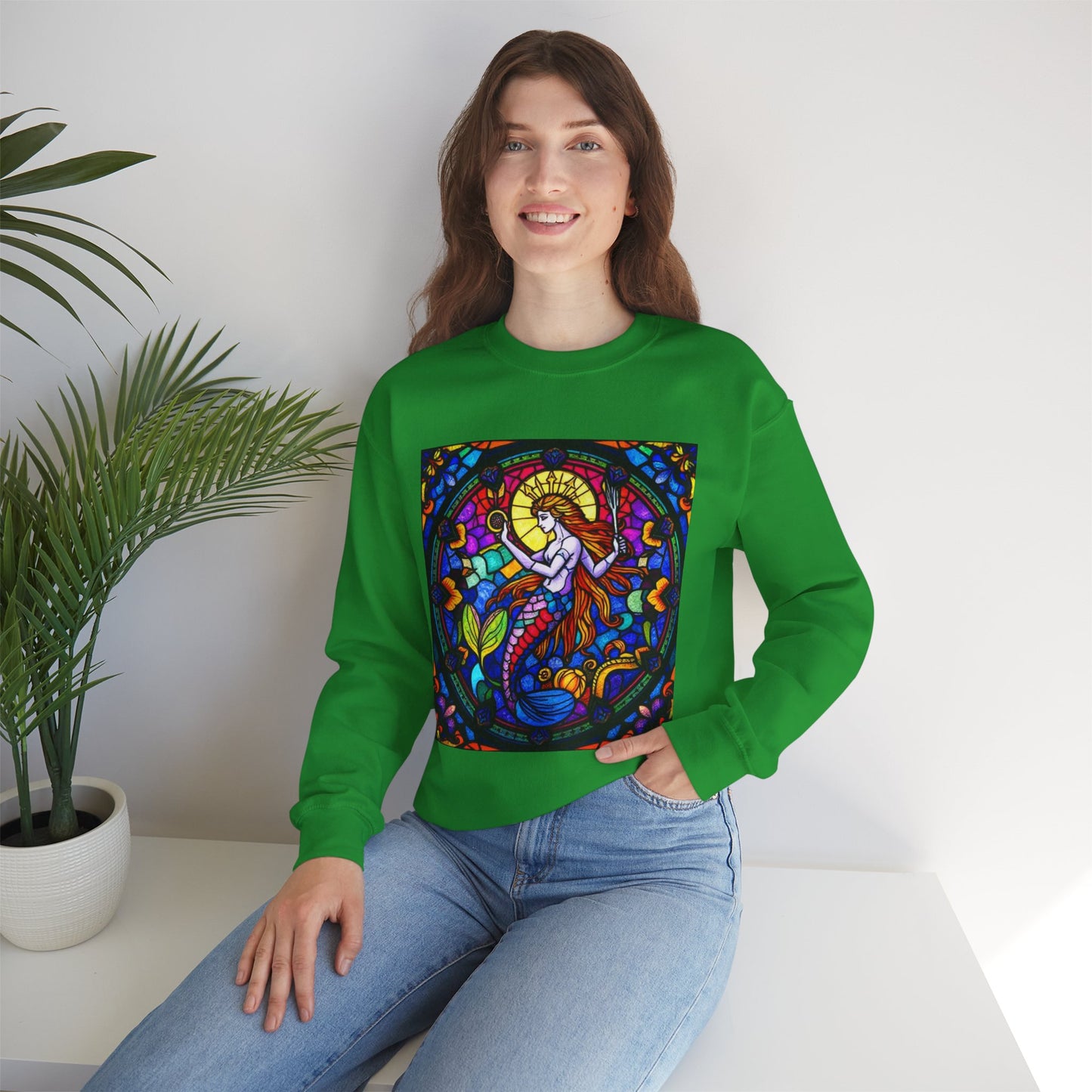 Unisex Heavy Blend™ Crewneck Sweatshirt, Glass 1, Aquarius Zodiac Design