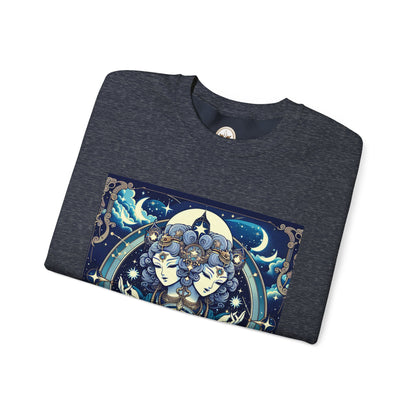 Unisex Heavy Blend™ Crewneck Sweatshirt,Twin Body, Gemini Zodiac Design