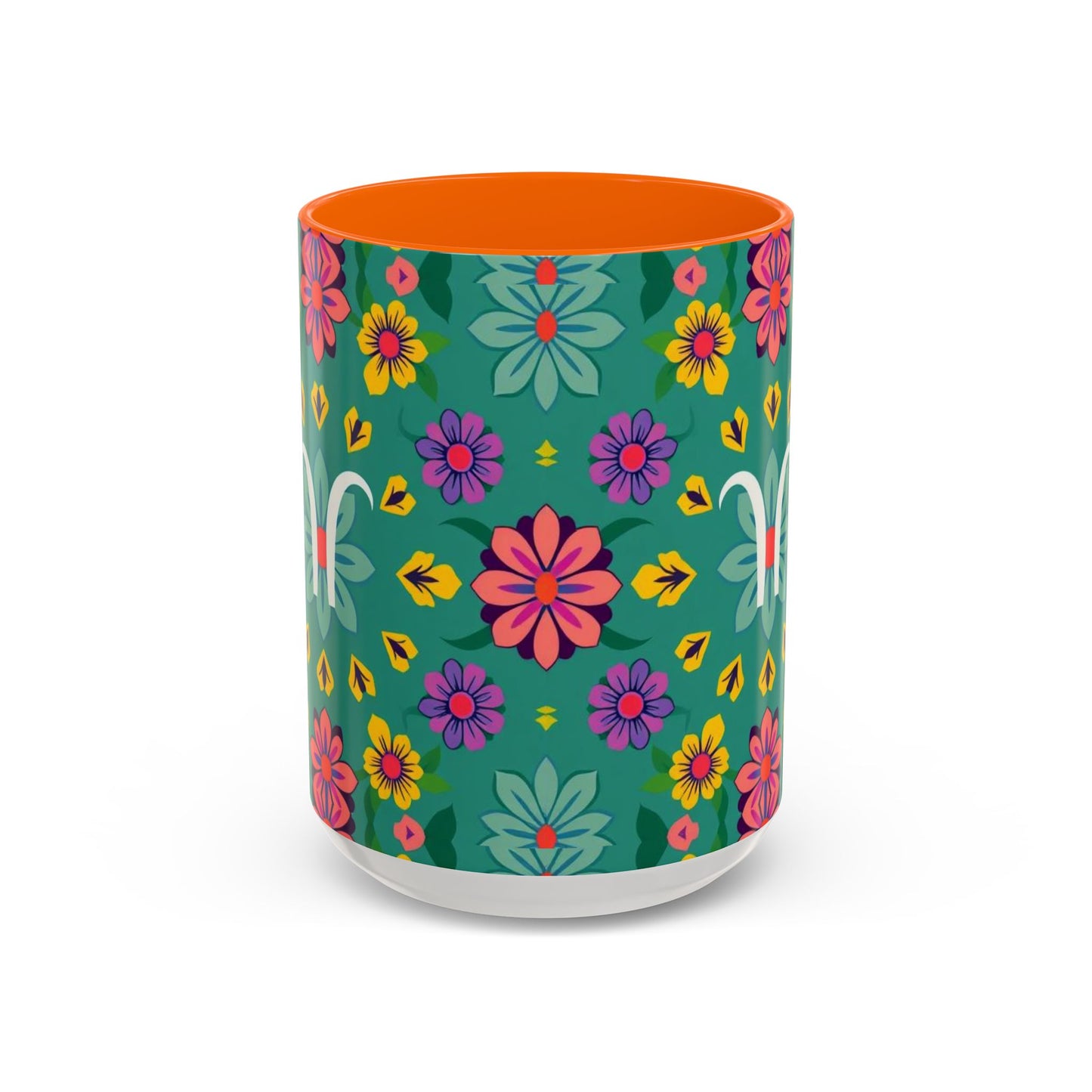 Accent Coffee Mug, Aquarius, Zodiac v3, Flower Pattern, (11, 15oz)
