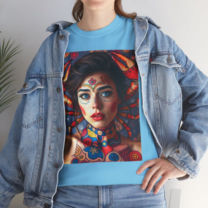 Unisex Heavy Cotton T-Shirt, Cancer, Zodiac v1, Sexy Art