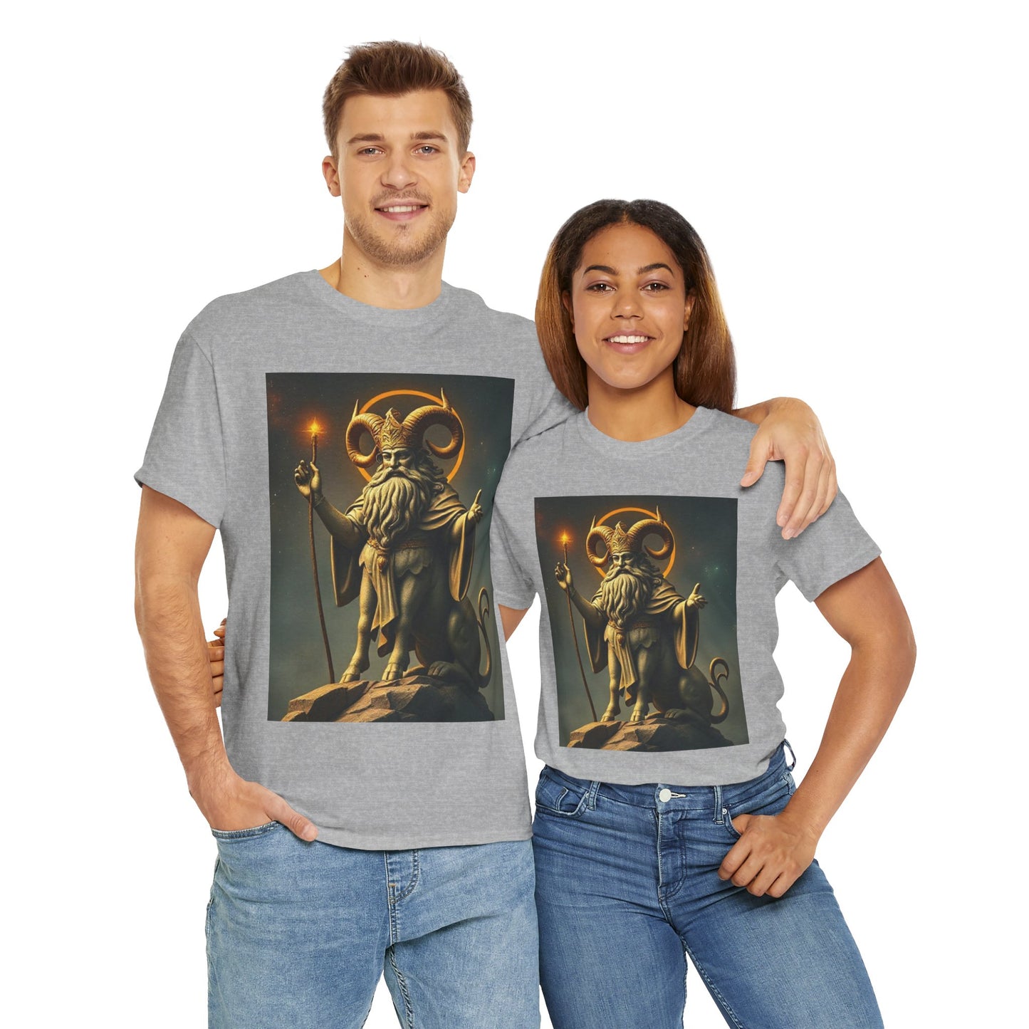 Unisex Heavy Cotton T-Shirt, Taurus God v1, Zodiac Design