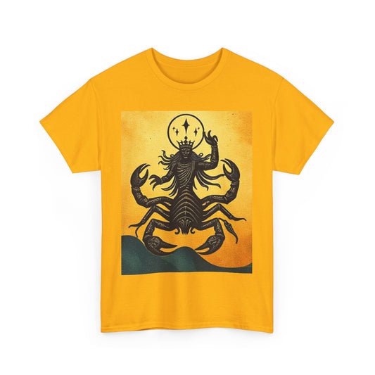 Unisex Heavy Cotton T-Shirt, Scorpion King, Print Art v1, Scorpio Zodiac Design