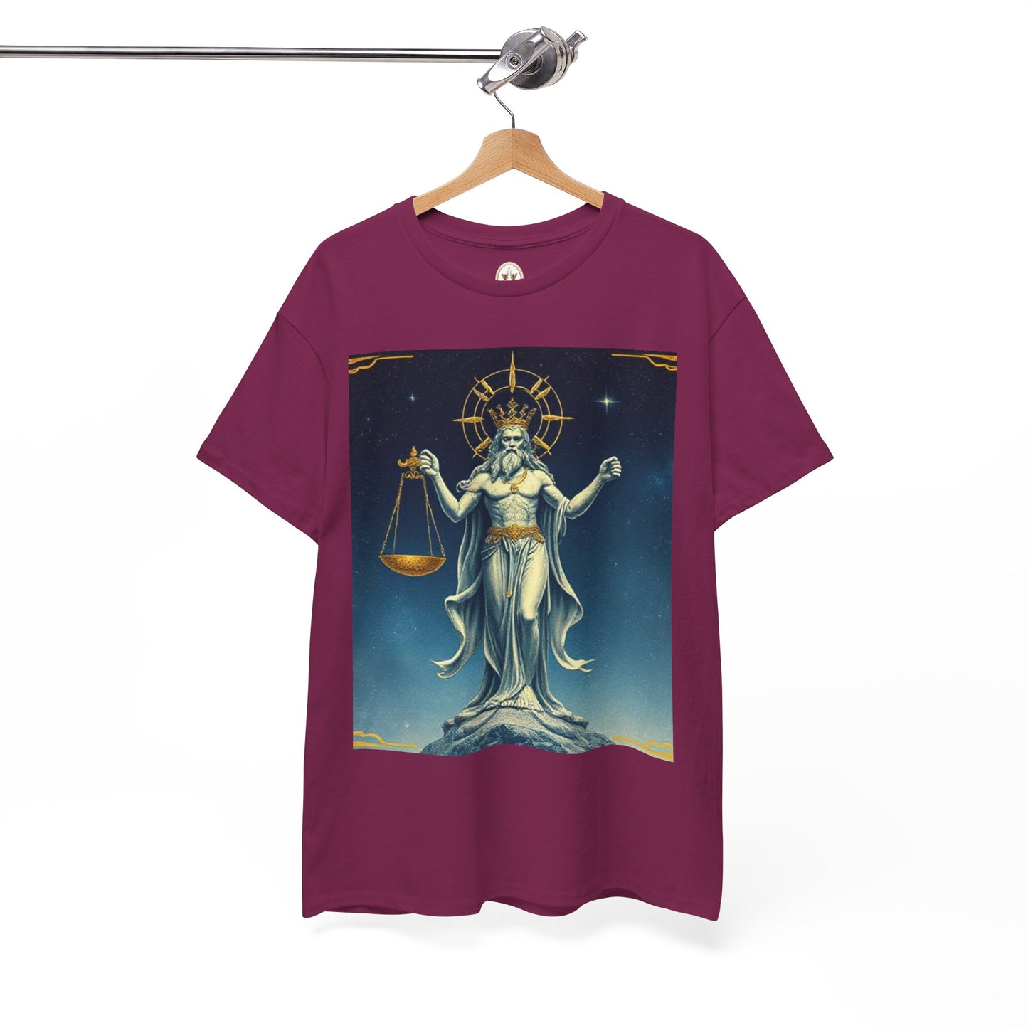 Unisex Heavy Cotton T-Shirt, Space, Libra God, Zodiac Design