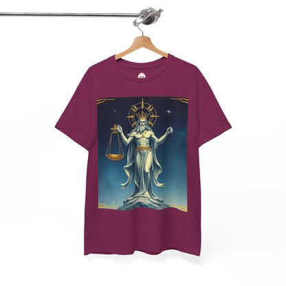 Unisex Heavy Cotton T-Shirt, Space, Libra God, Zodiac Design