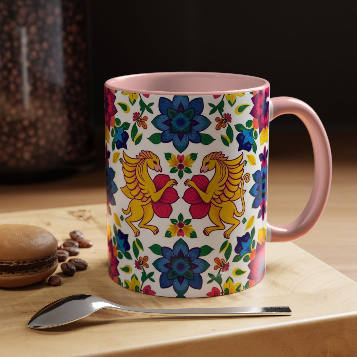 Accent Coffee Mug, Gemini, Zodiac, Flower Pattern, (11, 15oz)