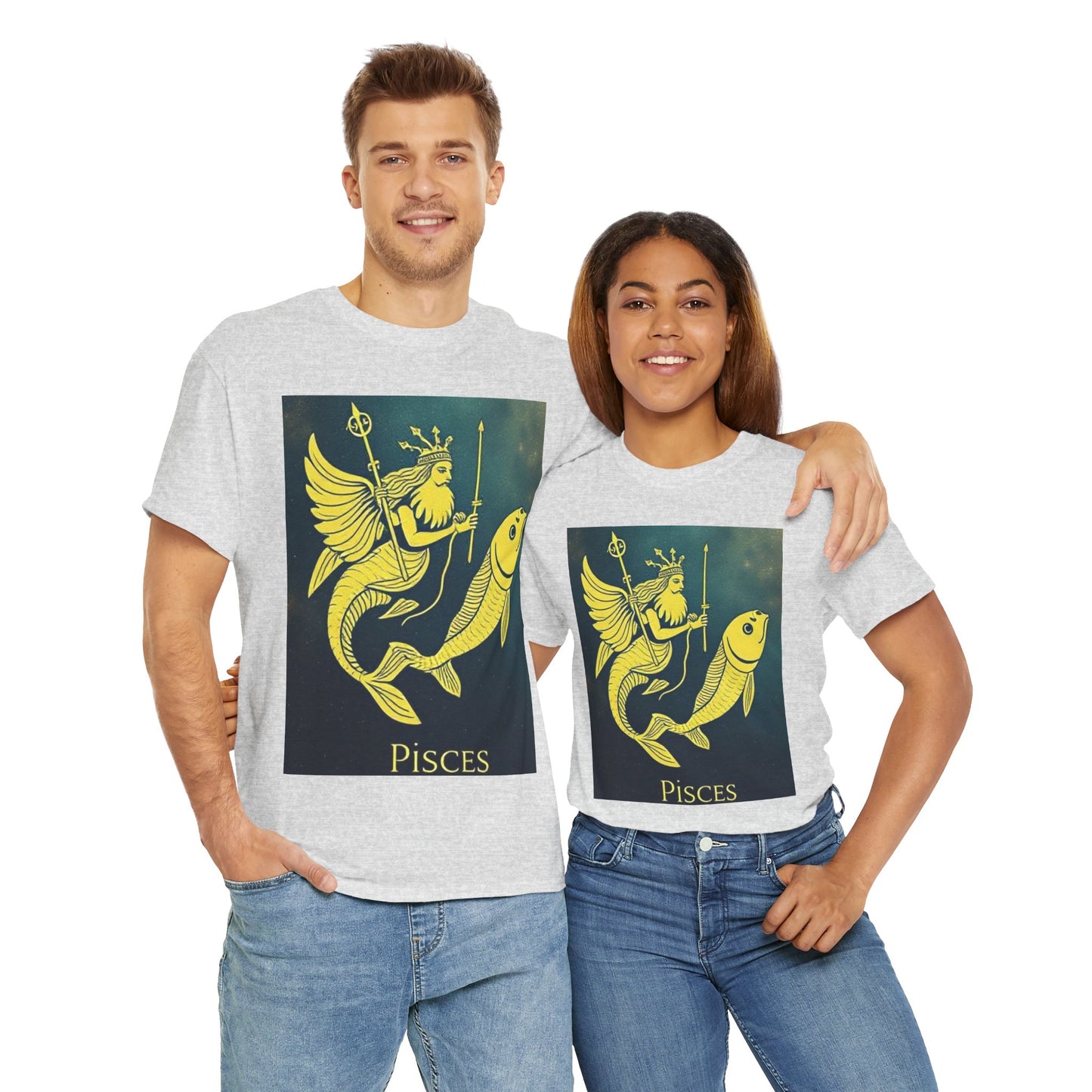 Unisex Heavy Cotton T-Shirt, Pisces Quuen v1, Zodiac Design