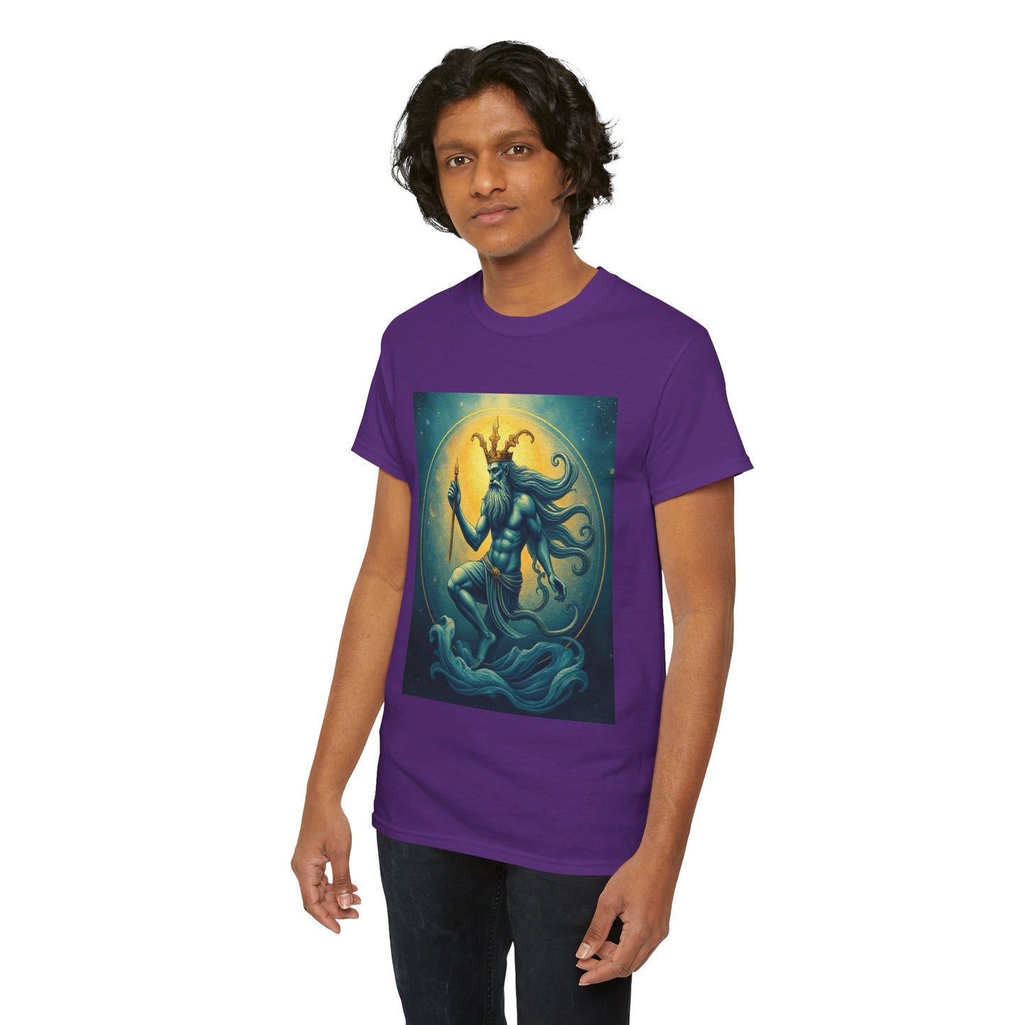 Unisex Heavy Cotton T-Shirt, Aquarius God, Zodiac Design