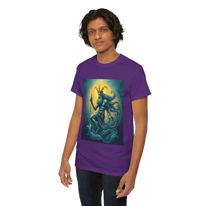 Unisex Heavy Cotton T-Shirt, Aquarius God, Zodiac Design