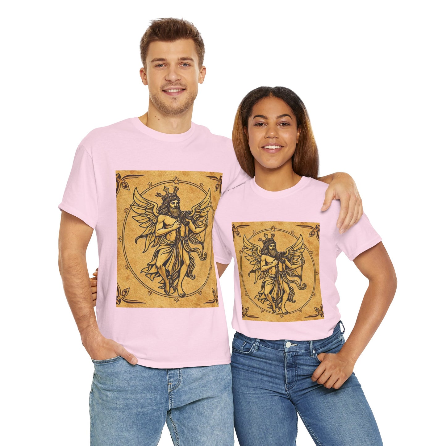 Unisex Heavy Cotton T-Shirt, Pencil Art, Gemini Zodiac Design
