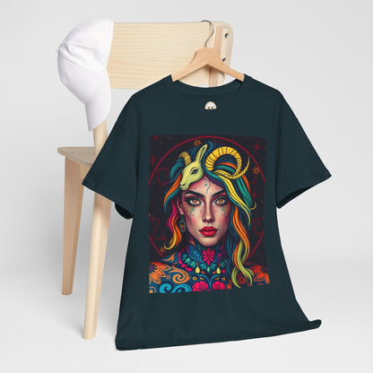 Unisex Heavy Cotton T-Shirt, Capricorn, Zodiac v2, Sexy Art