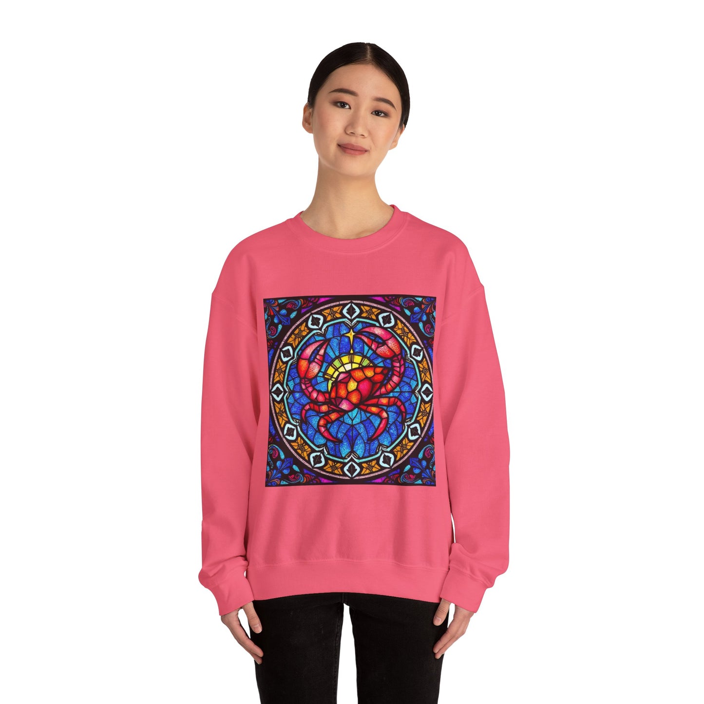 Unisex Heavy Blend™ Crewneck Sweatshirt, Glass 1, Cancer Zodiac Design
