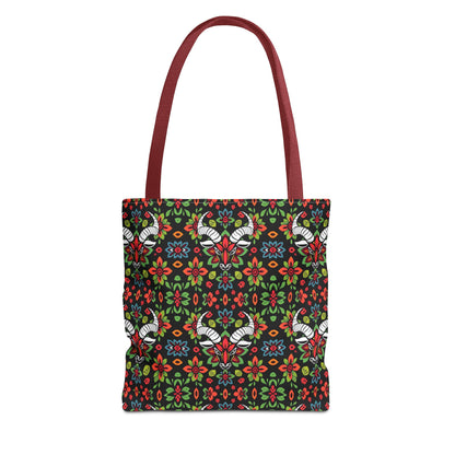 Tote Bag (AOP), Taurus, Zodiac v1, Flower Pattern