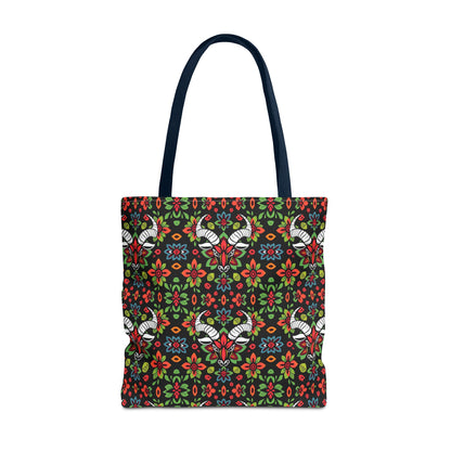 Tote Bag (AOP), Taurus, Zodiac v1, Flower Pattern