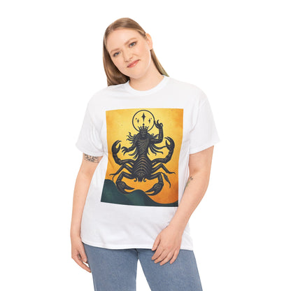 Unisex Heavy Cotton T-Shirt, Scorpion King, Print Art v1, Scorpio Zodiac Design