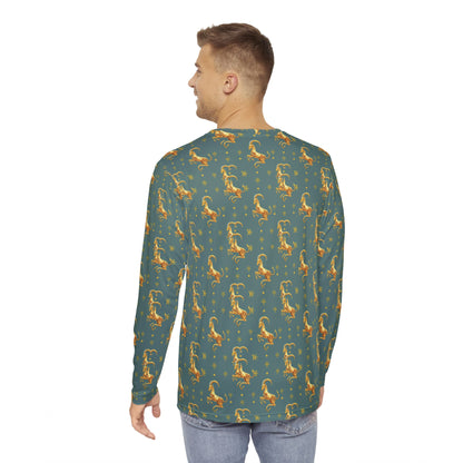 Men's Long Sleeve Shirt, (AOP), Capricorn, Zodiac v1, Pattern