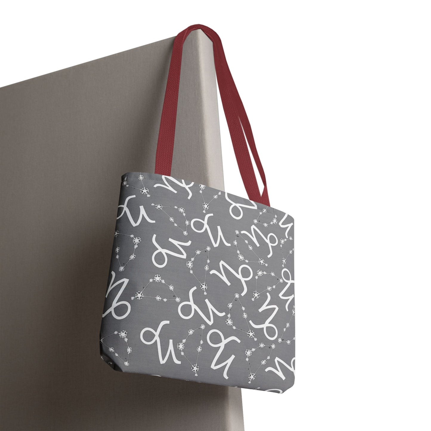 Tote Bag, Capricorn Zodiac Sign, AOP, (Grey, White)