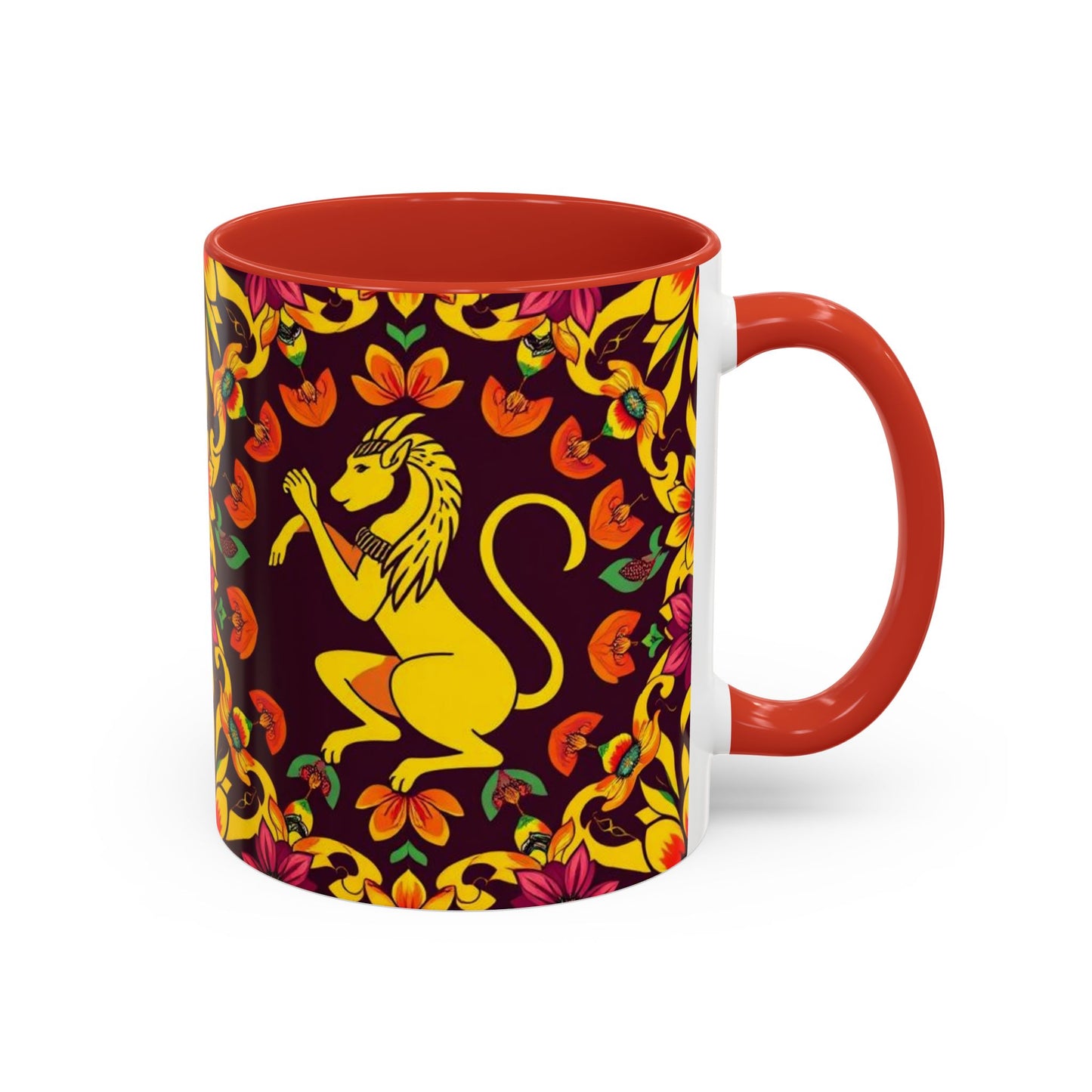 Accent Coffee Mug, Virgo, Zodiac v1. Flower Pattern, (11, 15oz)