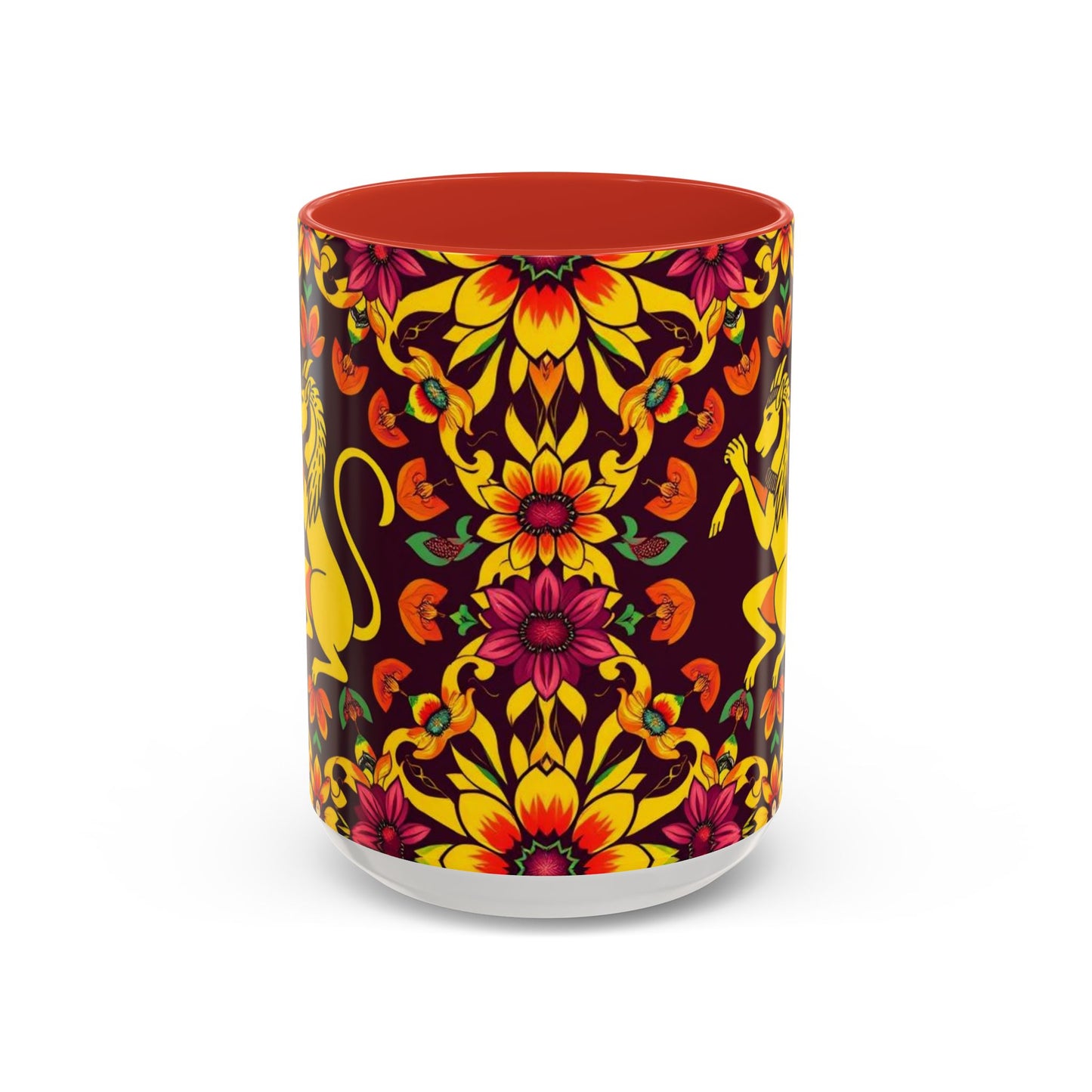 Accent Coffee Mug, Virgo, Zodiac v1. Flower Pattern, (11, 15oz)