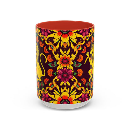 Accent Coffee Mug, Virgo, Zodiac v1. Flower Pattern, (11, 15oz)