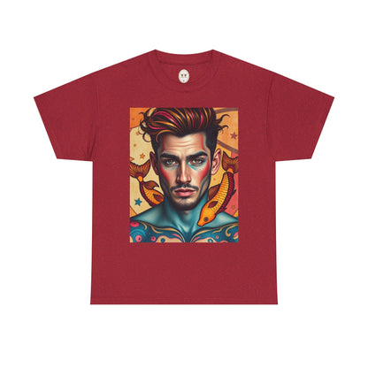 Unisex Heavy Cotton T-Shirt, Pisces, Zodiac v2, Sexy Art
