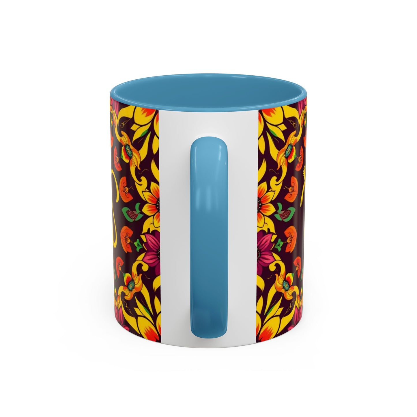 Accent Coffee Mug, Virgo, Zodiac v1. Flower Pattern, (11, 15oz)