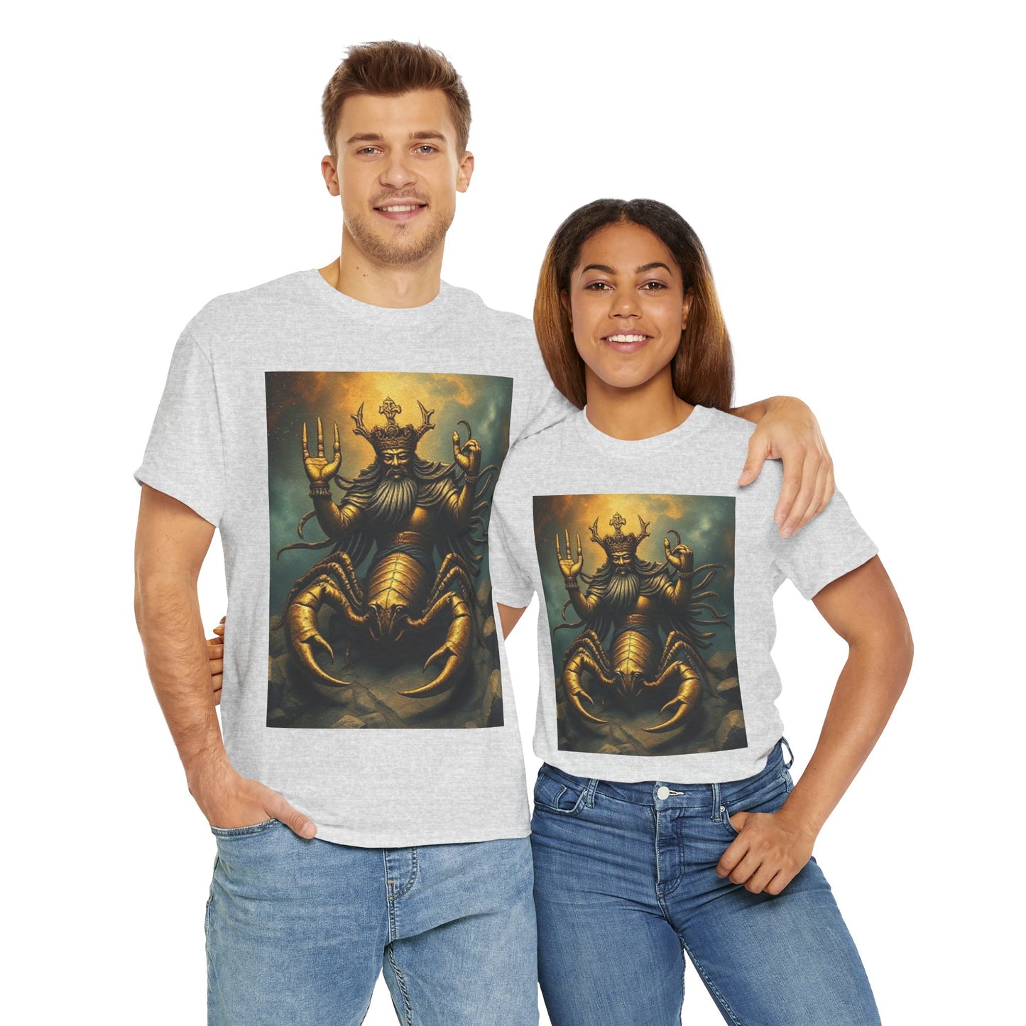 Unisex Heavy Cotton T-Shirt, Desert Scorpio King v1, Zodiac Design